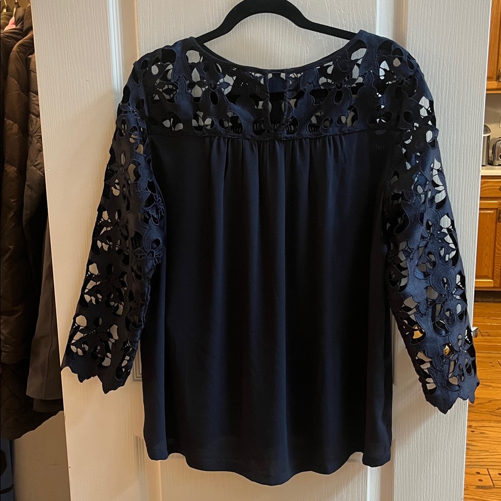 Loft Navy Lace Women's Top - Picture 2 of 9